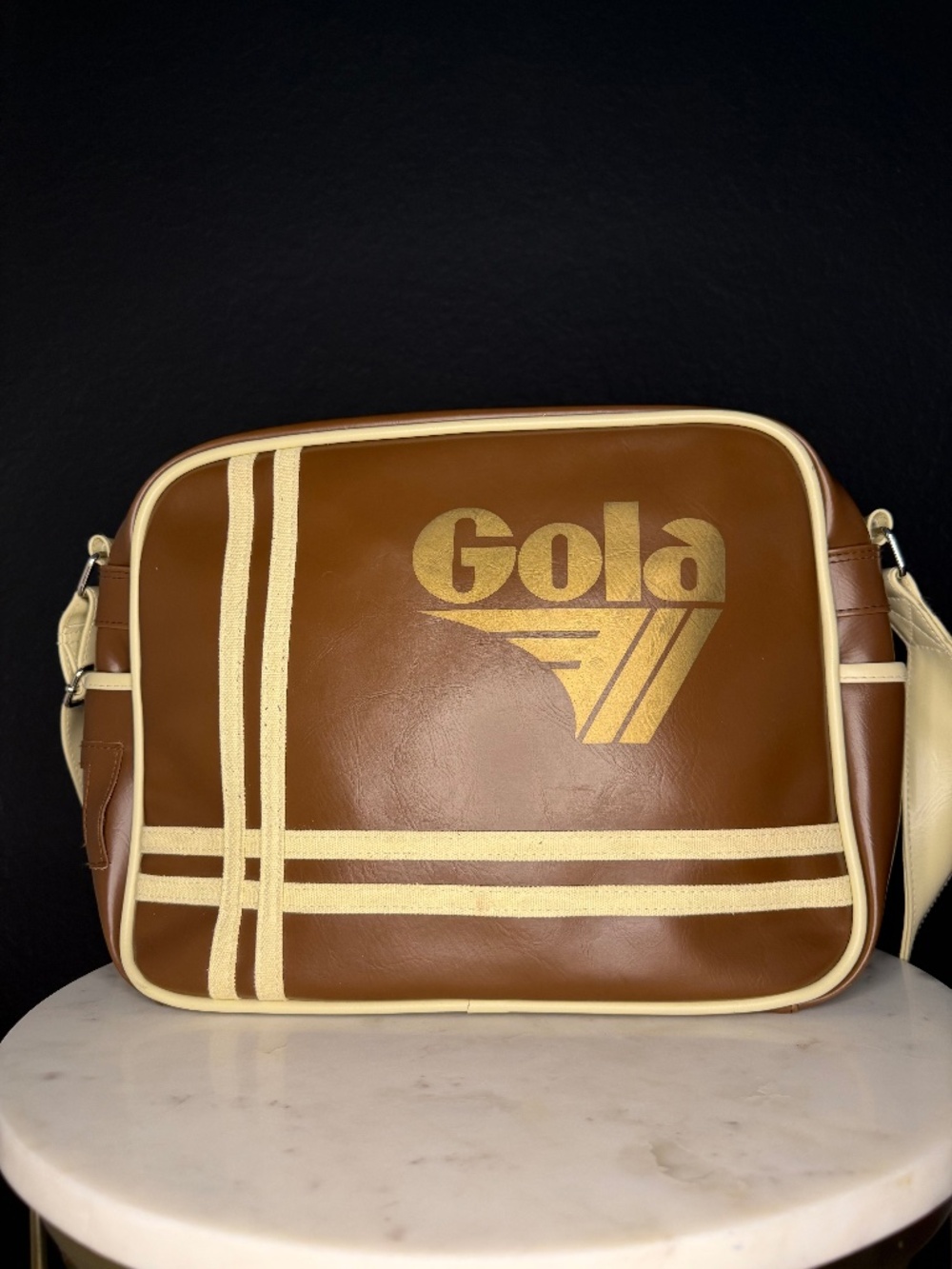 Vintage Style Gola Messenger Bag Brown & Cream Crossbody